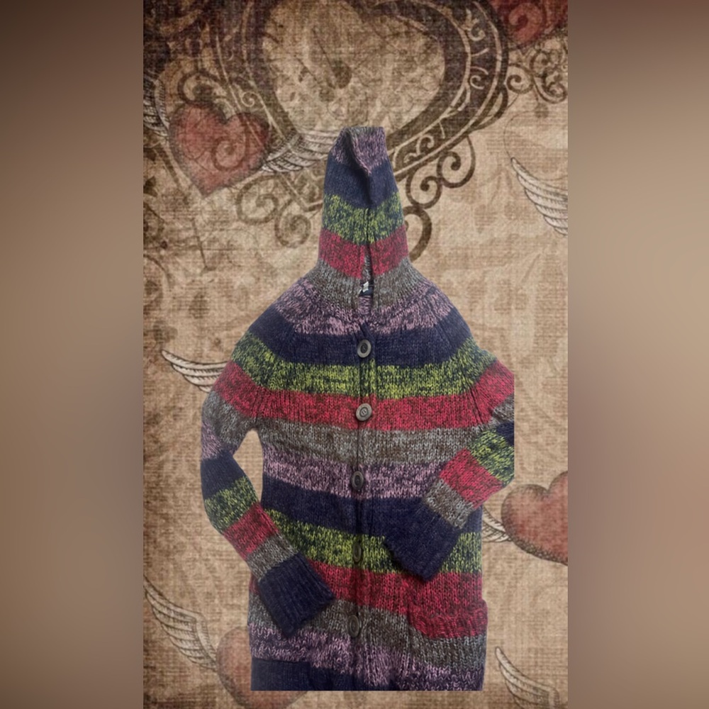 Striped Hooded Cardigan Sweater